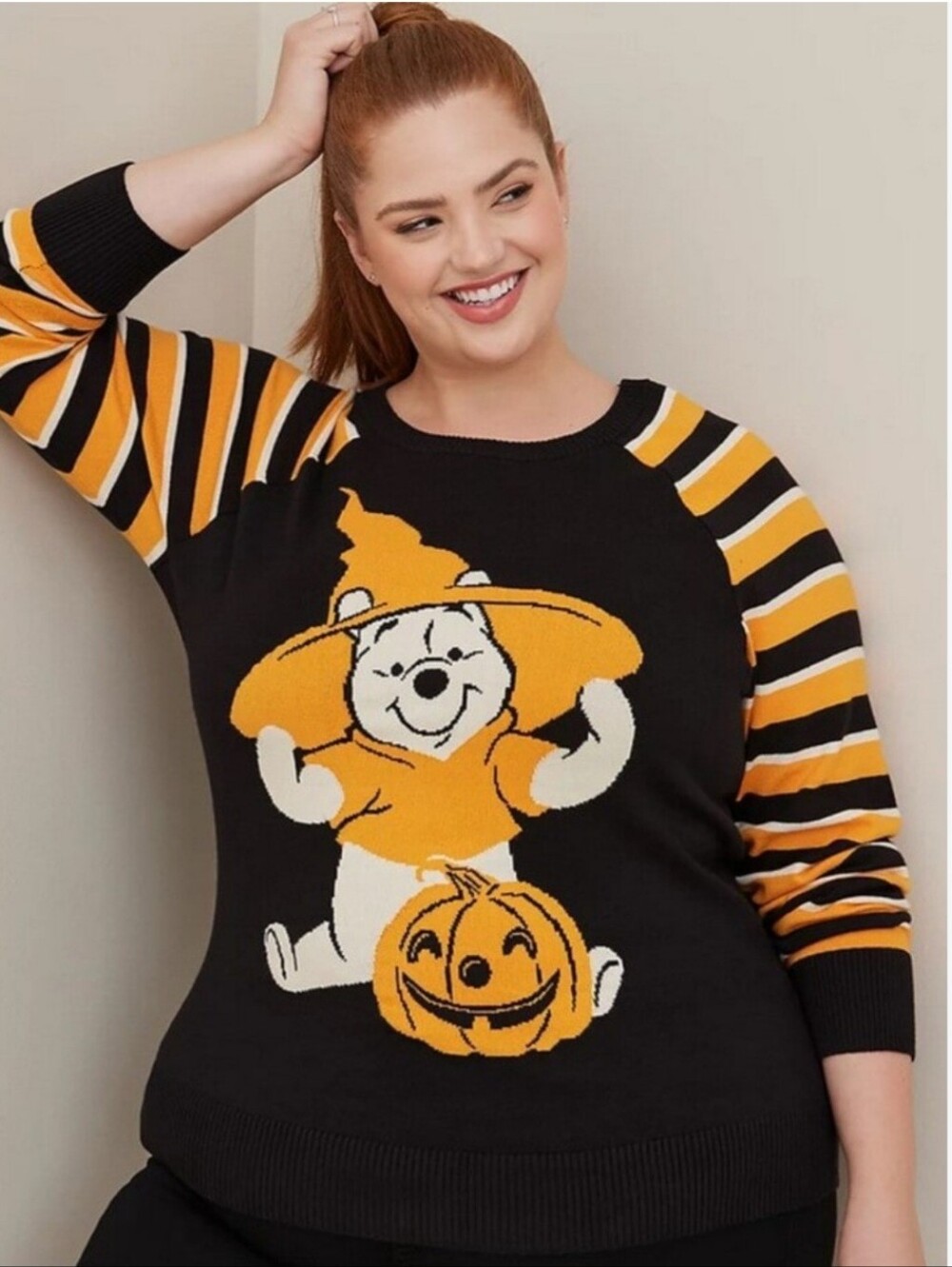 Disney Torrid Winnie the Pooh Halloween Witch Striped Sweater, BNWT, Size M/L
